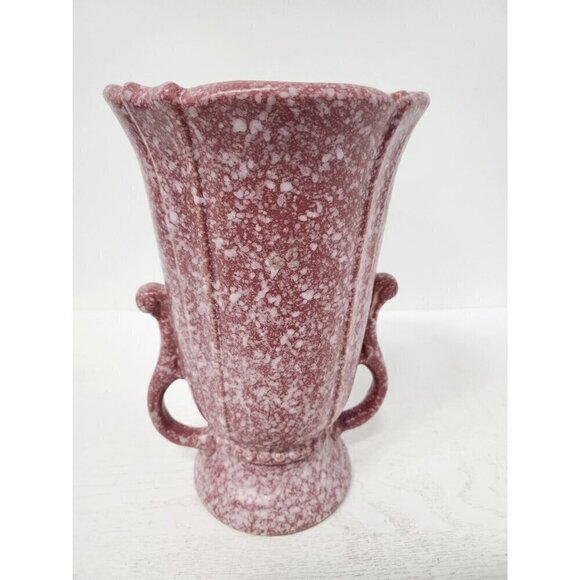 Vintage Robinson Ransbottom  USA Pottery Raspberry Red Speckled Victorian Vase - Picture 6 of 12